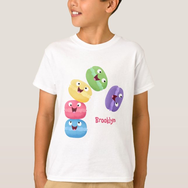 Cute funny macaroons cartoon illustration T-Shirt (Front)