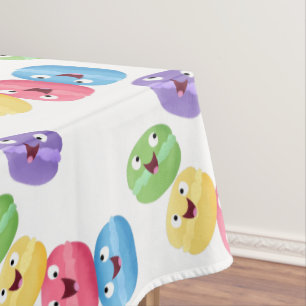 Cute funny macaroons cartoon illustration tablecloth