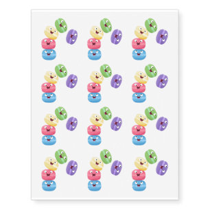 Cute funny macaroons cartoon illustration temporary tattoos