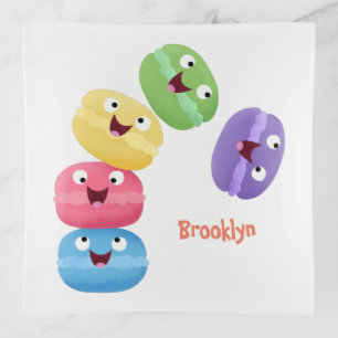 Cute funny macaroons cartoon illustration trinket tray