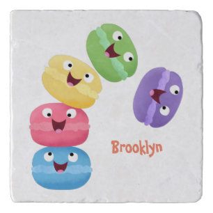 Cute funny macaroons cartoon illustration trivet