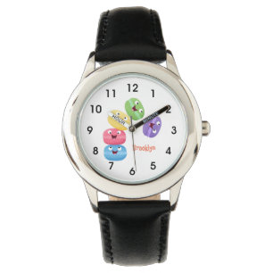 Cute funny macaroons cartoon illustration watch