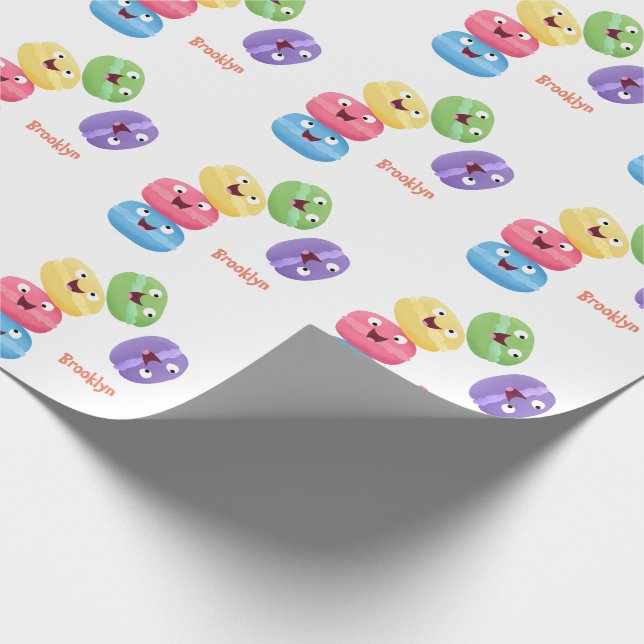 Cute funny macaroons cartoon illustration wrapping paper (Corner)