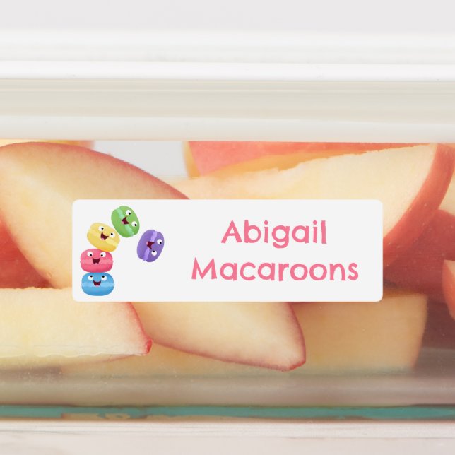 Cute funny macaroons cartoon personalized labels (Affixed)