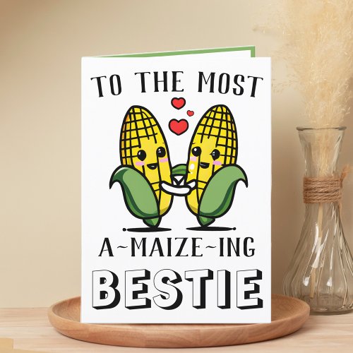 Cute Funny Maize Corn Pun Best Friend Birthday Thank You Card