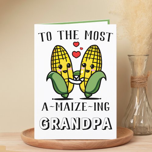 Cute Funny Maize Corn Pun Granddad Fathers Day Thank You Card