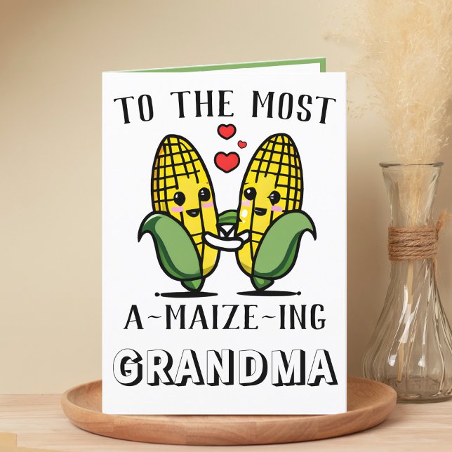 Cute Funny Maize Corn Pun Grandma Mother's Day Thank You Card (cute corn amazing grandmother happy birthday greeting card)