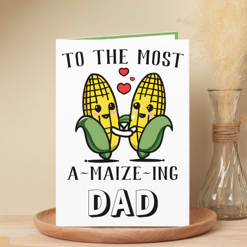 Cute Funny Maize Corn Pun Happy Fathers Day Thank You Card