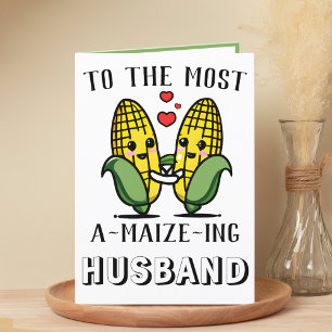 Cute Funny Maize Corn Pun Husband Anniversary Letterpress Thank You Card