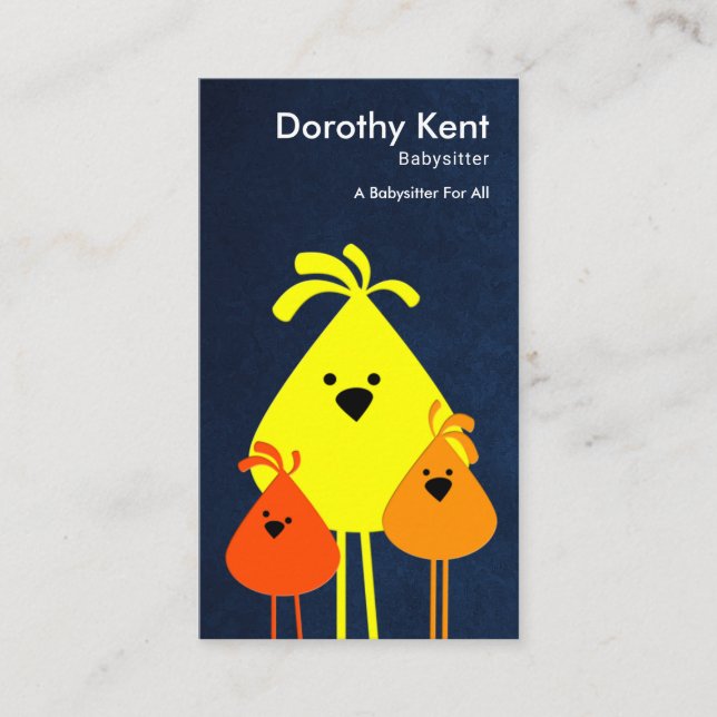 Cute Funny Mama Bird Babysitting Chicks Business Card (Front)