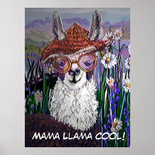 Cute Funny Mama Llama Keep Your Cool Poster