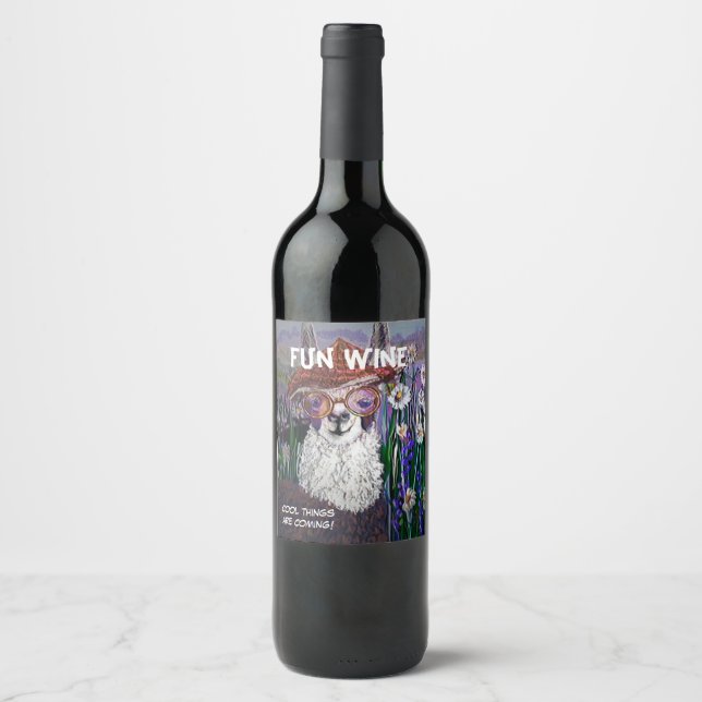 Cute Funny Mama Llama Keep Your Cool  Wine Label (Front)