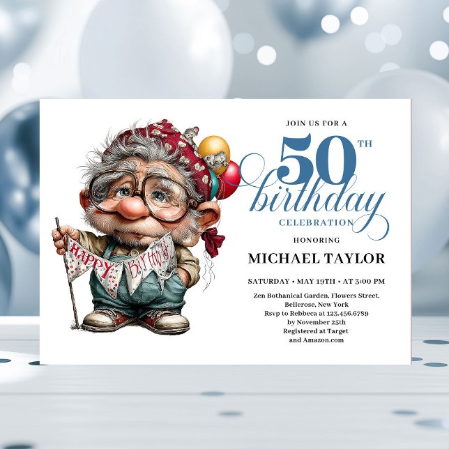 Cute Funny Man 50th Birthday Cartoon Humor Style  Invitation (Cute Funny Man 50th Birthday Cartoon Humor Style Invitation

)