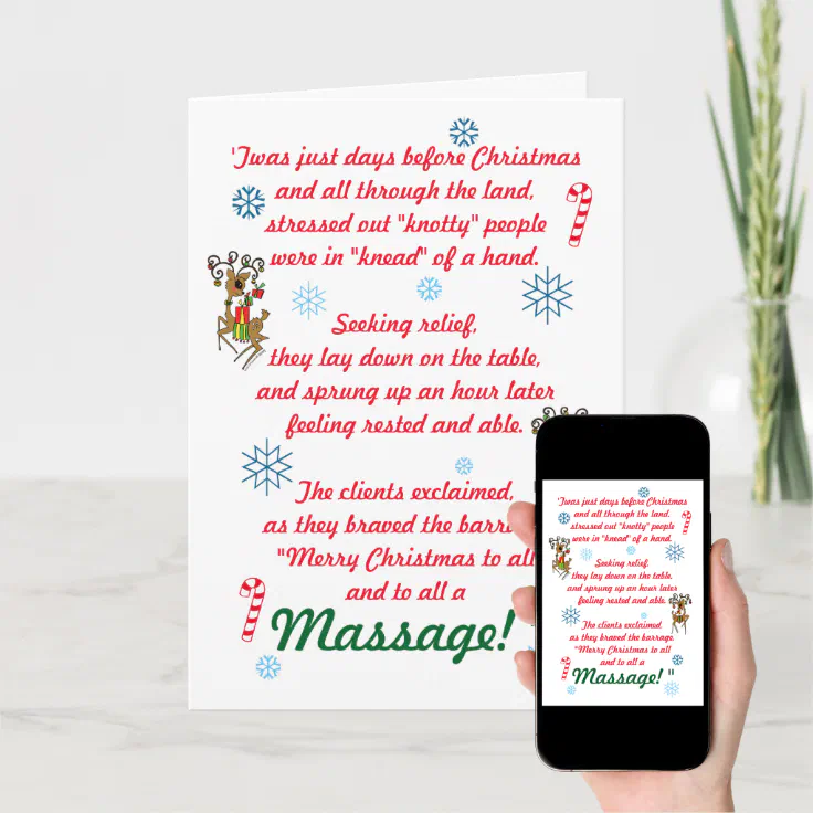 Cute Funny Massage Therapy Christmas Holiday | Zazzle