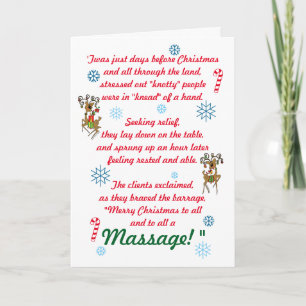Cute Funny Massage Therapy Christmas Holiday Card