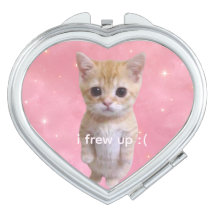 cute funny meme kitty "i frew up" compact mirror