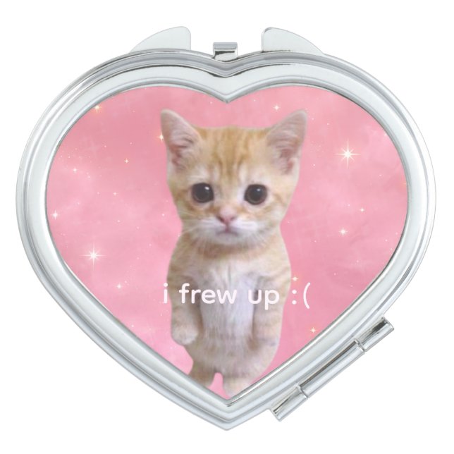 cute funny meme kitty "i frew up" compact mirror  (Front)