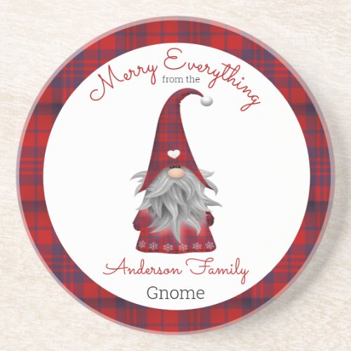 Cute Funny Merry Christmas Elf Personalized Gnome Coaster