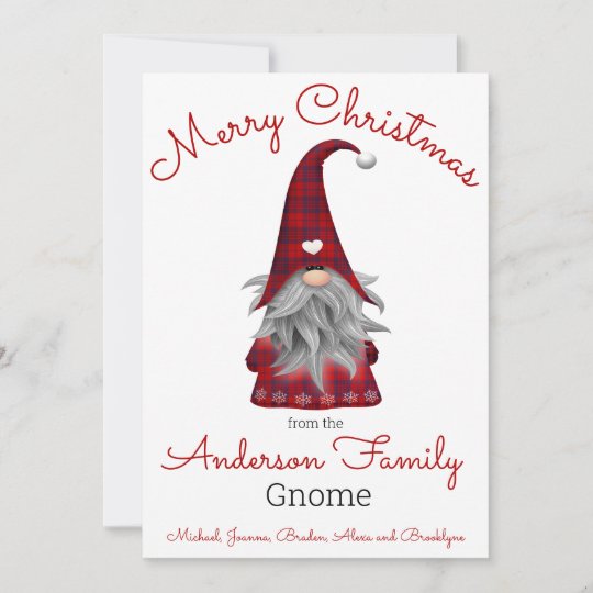 Cute Funny Merry Christmas Elf Personalized Gnome Holiday Card | Zazzle.com