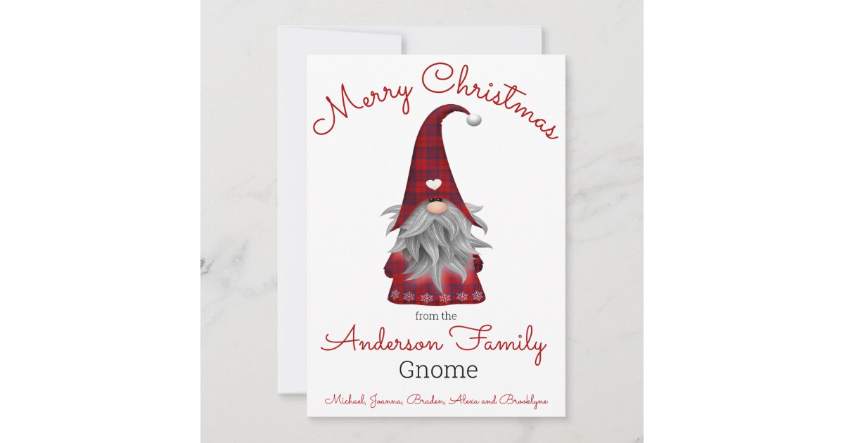 Cute Funny Merry Christmas Elf Personalized Gnome Holiday Card | Zazzle.com
