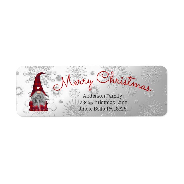 Cute Funny Merry Christmas Elf Personalized Gnome Label (Front)