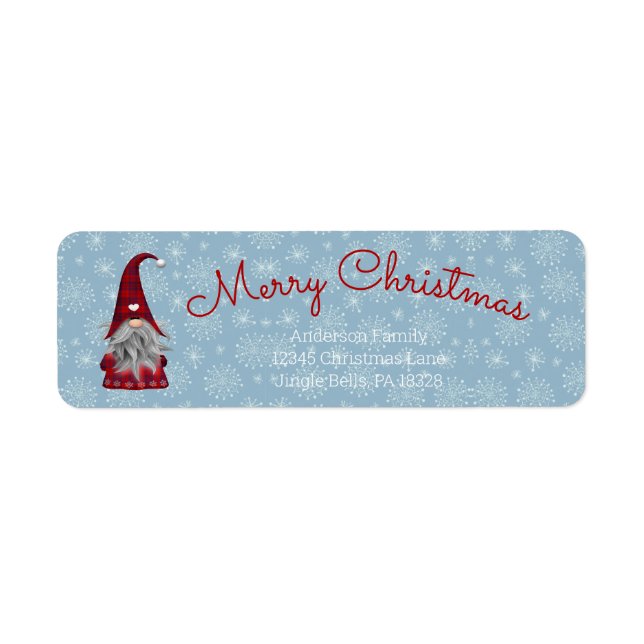Cute Funny Merry Christmas Elf Personalized Gnome Label (Front)