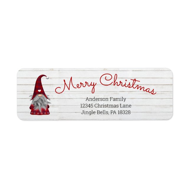 Cute Funny Merry Christmas Elf Personalized Gnome Label (Front)