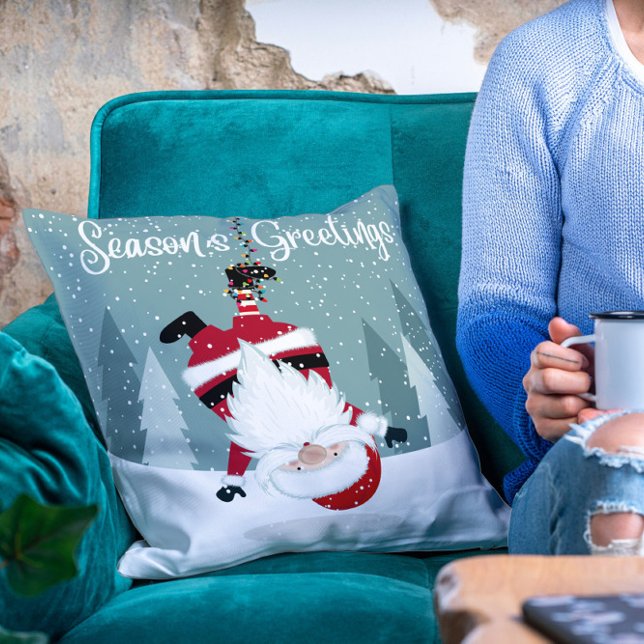 Cute Funny Merry Christmas Winter Santa Claus Throw Pillow (Creator Uploaded)