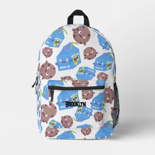 Cute funny milk cookies cartoon pattern printed backpack