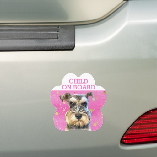 Cute Funny Miniature Schnauzer Animal Pink Child Car Magnet