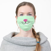 Cute Funny Mint Green Animal Bunny Face Adult Cloth Face Mask (Worn)