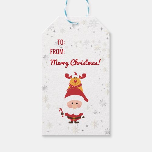 Cute Funny Modern Rudolph Santa To From Empty Name Gift Tags