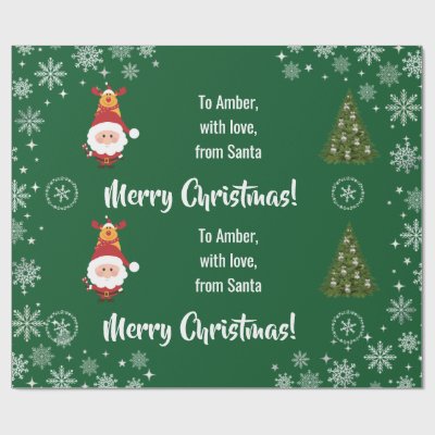 Cute Funny Modern Santa Rudolph Personalized Name  Wrapping Paper