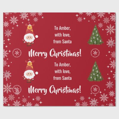 Cute Funny Modern Santa Rudolph Personalized Name  Wrapping Paper