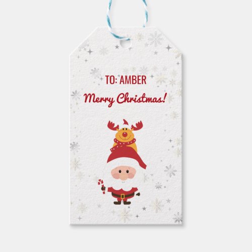 Cute Funny Modern Unicorn Santa Personalized Name  Gift Tags