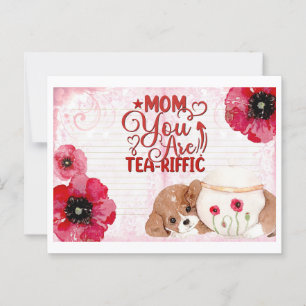 Cute Funny Mom Birthday Tea Lover Dog Floral Postcard
