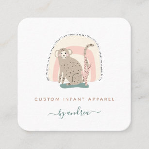 Cute Funny Monkey Rainbow Whimsical Baby Boutique  Square Business Card