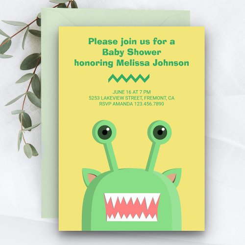 Cute Funny Monster Baby Shower Invitation