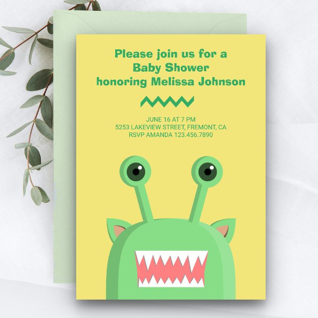 Cute Funny Monster Baby Shower Invitation (Creator Uploaded)