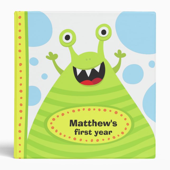Cute funny monster babys first year binder (Front)