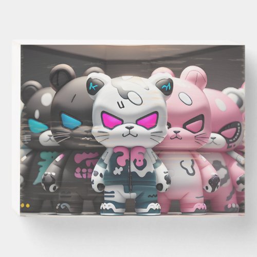 Cute funny monster cat squad wooden box sign