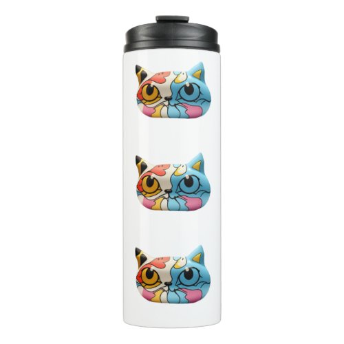 Cute funny monster cat thermal tumbler