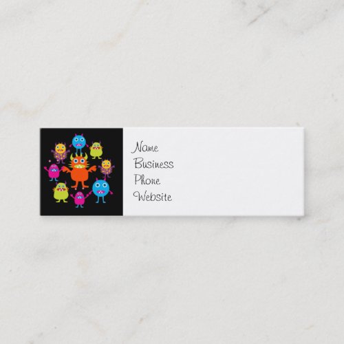 Cute Funny Monster Party Creatures in Circle Business Card Template