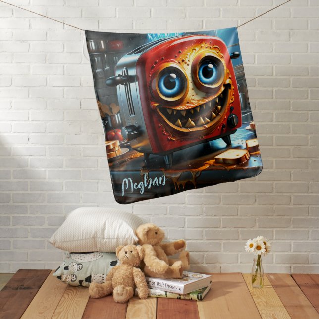 Cute Funny Monster Toaster Baby Blanket (In Situ)