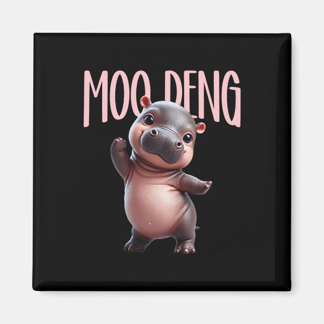 Cute Funny Moo-deng Ba  Magnet (Front)
