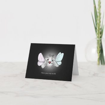 Cute Funny Moth Whimsical Gothic Love Anniversary  Card by MiKaArt at Zazzle