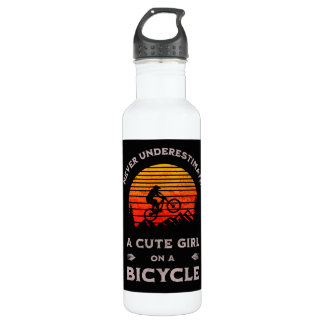 Cute funny mountain bike cycling for girls biker stainless steel water bottle