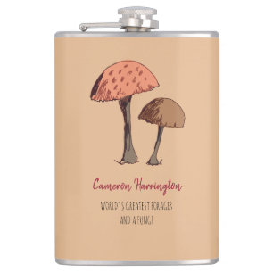 Cute Funny Mushroom Pun Personalized Forager Flask