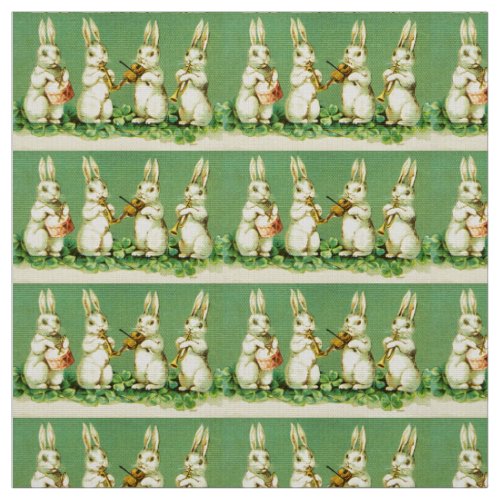 Cute Funny Music Making Rabbits Orchestra Fabric