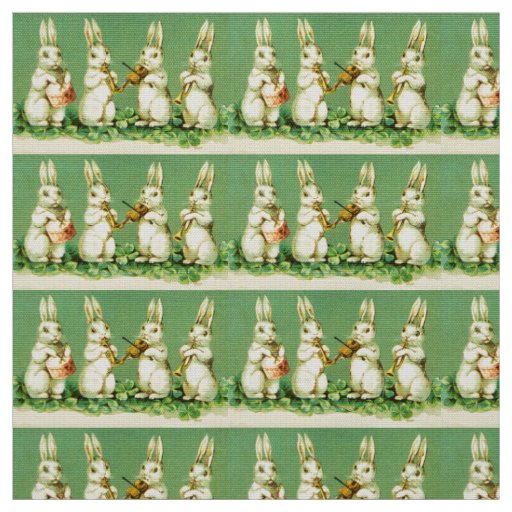 Cute Funny Music Making Rabbits Orchestra Fabric